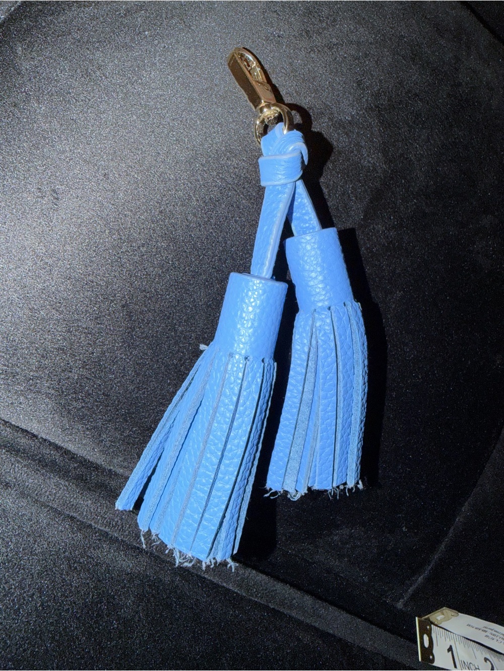 Sky Blue Leather Tassel Key & Bag Charm